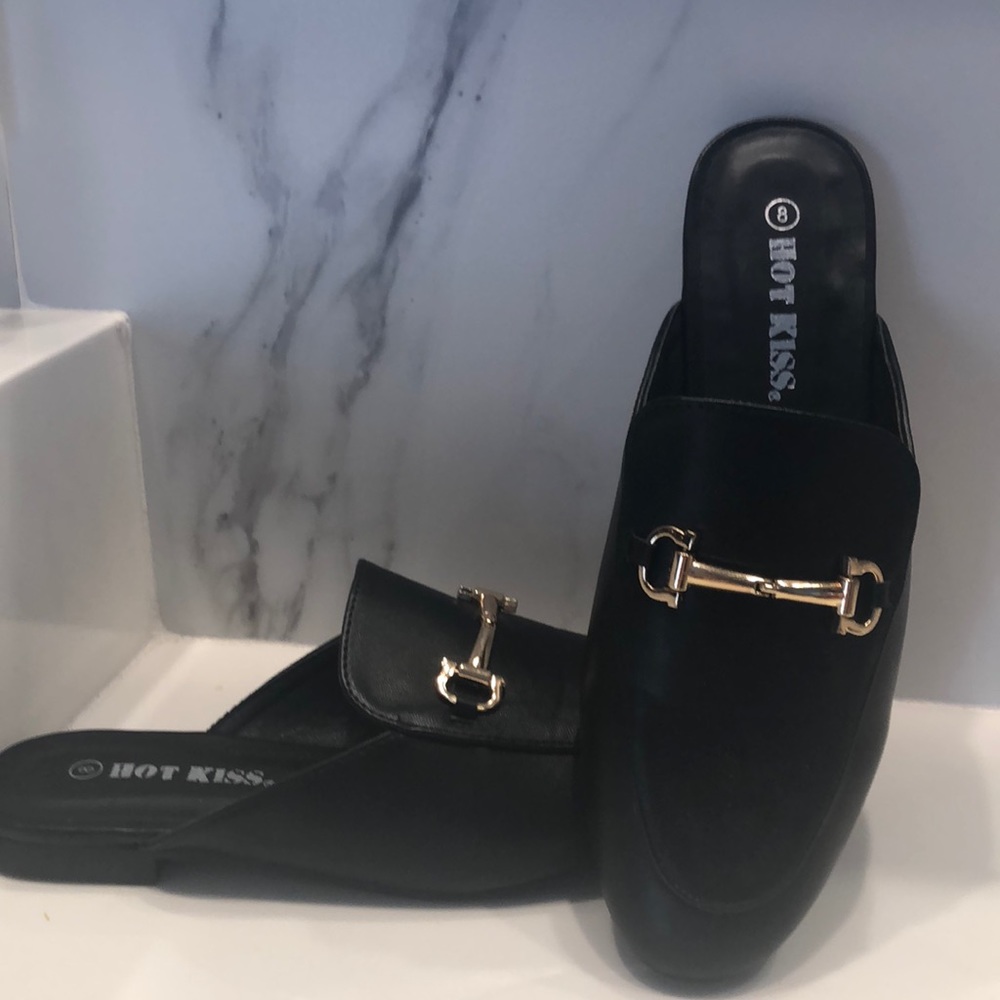 Black slip on flats